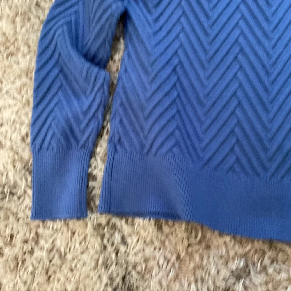 Truth by Republic Womens Blue Chevron Textured Knit Crew Neck Sweater Large